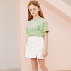 愛法貝女童T恤+短裙搭配款  果綠色娃娃衫潮童裝扮
