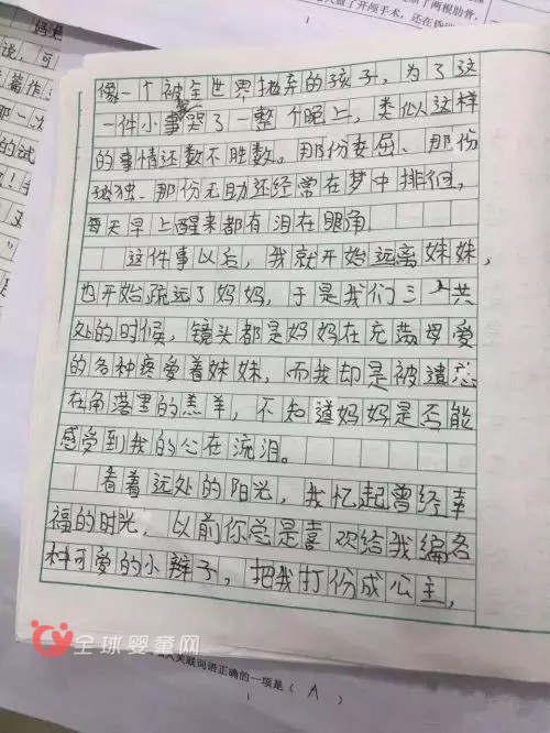 小學(xué)生心酸作文：媽媽比起我更愛妹妹