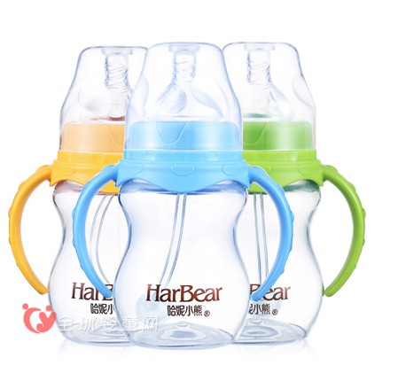 哈妮小熊宽口葫芦形双耳自动PP奶瓶 适合宝宝的奶瓶
