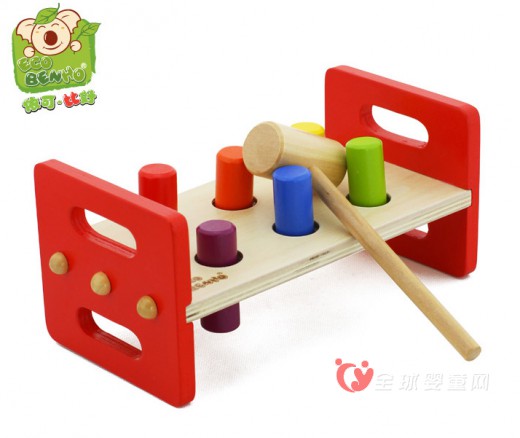 木玩世家全家欢双面打桩台  宝宝的益智早教玩具
