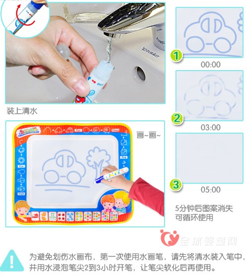 合翔玩具：用水就可以画画的玩具  宝宝水画布系列玩具