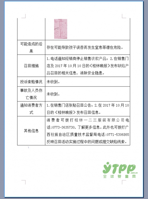 广西质量技术监督局发布召回公告  100套可爱小鹿棉三件套被召回