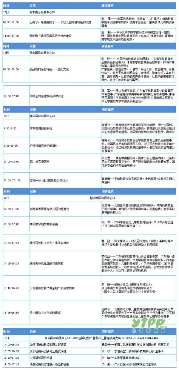 中國學(xué)前教育峰會暨學(xué)前教育資源博覽會--2017幼兒園特色與品牌建設(shè)論壇