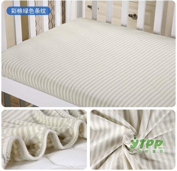天然环保彩棉婴儿床笠  可以裸睡的婴儿床笠