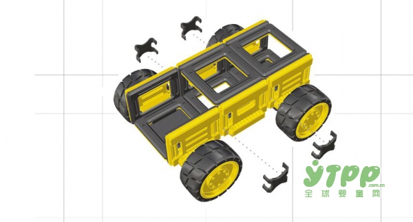 Guidecraft磁力片积木玩具车  引导孩子创造属于自己的“车”