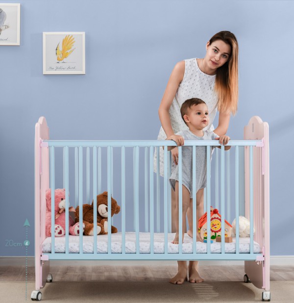 babysing实木可拼接多功能婴儿床   和宝宝同睡不同床一起睡