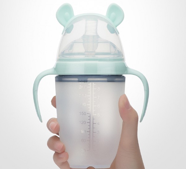 “妈咪 我不吃毒奶瓶”初芽新生婴儿硅胶奶瓶 宝宝健康更重要