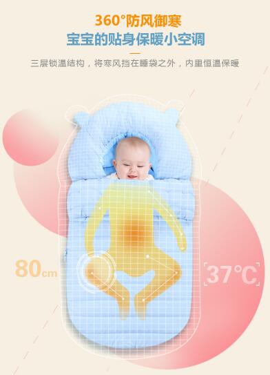 贝贝艾新生儿加厚抱被睡袋   专属宝宝贴身保暖的小空调