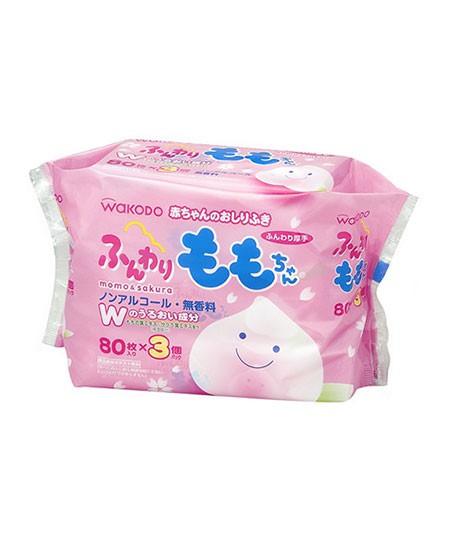 日本和光堂桃叶婴儿湿巾 天然呵护宝宝娇嫩肌肤