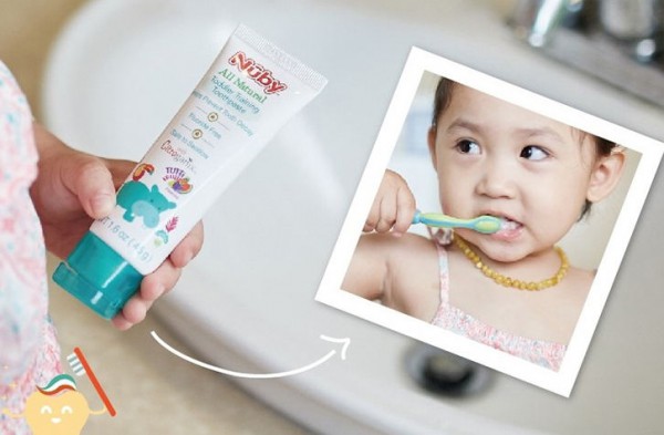 nuby宝宝牙膏 无氟可食吞咽进口防蛀婴幼儿牙膏