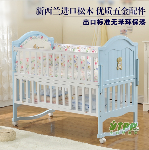 婴爱实木多功能婴儿床  陪伴宝宝一起长大的婴儿床