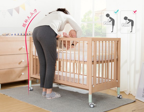 巴布豆实木多功能拼接婴儿床   随时掌握宝宝实时动态