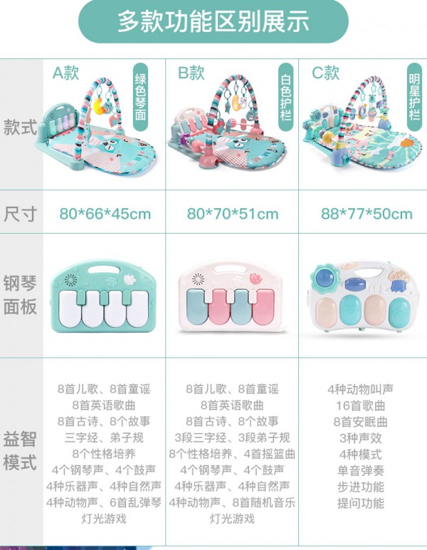 XESEAM斯式嬰兒多功能腳踏鋼琴健身架   幫助新手寶爸寶媽們輕松帶娃