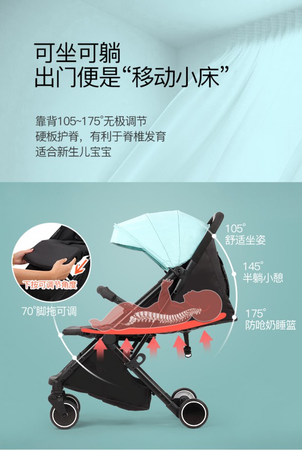 bebivita婴儿推车 轻便折叠 随心出行 一款功能与颜值并存的手推车