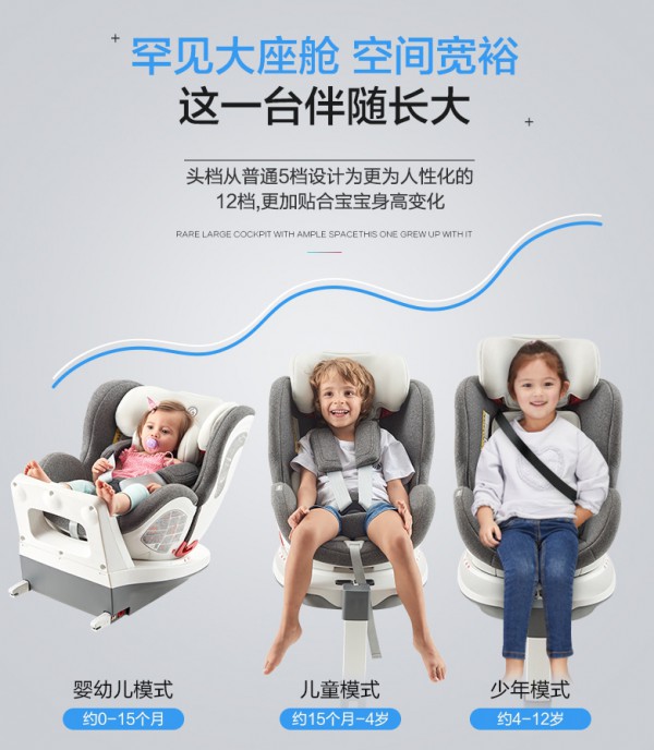 感恩360度旋转儿童安全座椅   5重吸能减震技术重安全·保护宝宝头颈避免二次伤害