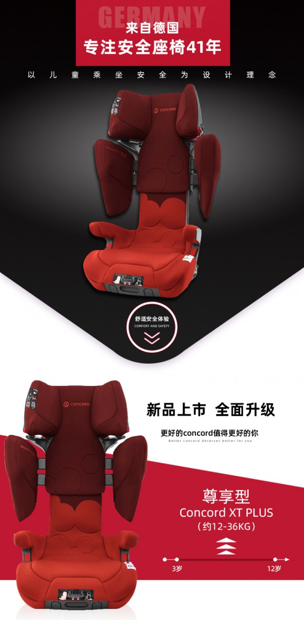 concord康科德宝宝儿童安全座椅    一键调整高宽度·大跨度年龄使用