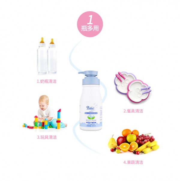 婴姿坊婴幼儿果蔬奶瓶清洁液 一瓶多用 高能去污 净护宝宝奶瓶的必备