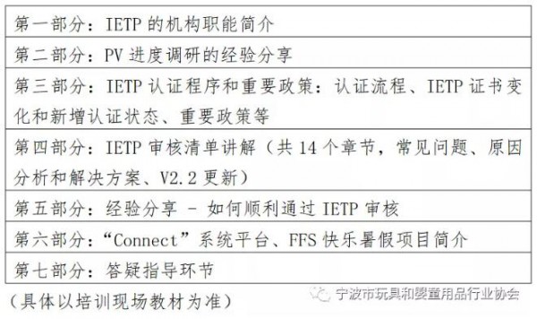 【通知】關于開展2021年玩具業(yè)責任規(guī)范（IETP）工廠管理體系培訓的通知