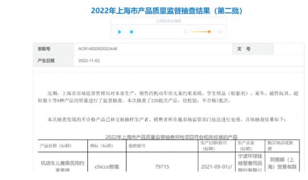 7個批次兒童產品不合格，涉及小吉鴨、孩趣、BabyGo等品牌
