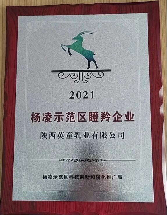 陕西英童乳业有限公司荣获省级瞪羚企业荣誉及奖金10万元