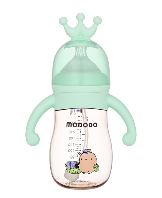 宝宝什么时候可以自己拿着奶瓶喝奶？萌嘟嘟PPSU宽口径软胶手柄奶瓶安全耐用！