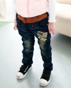 儿童韩版牛仔加绒加厚长裤