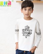 麦林熊男童韩版纯色长袖T恤