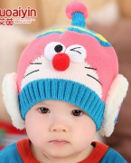 韩版毛线套头儿童帽