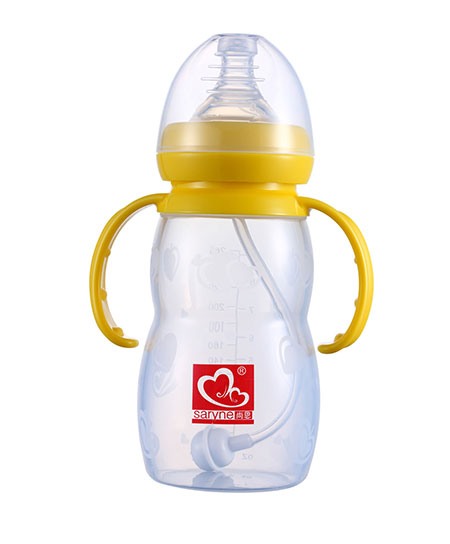 尚恩奶瓶宽口硅胶带手柄自动吸奶瓶代理,样品编号:38929