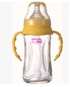 优路美/钛金玻璃奶瓶宽口径240ml 带柄宽口抗摔玻璃奶瓶