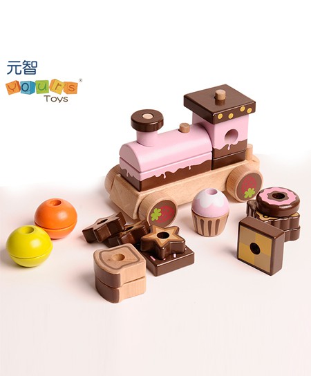 元智玩具三节蛋糕火车积木代理,样品编号:29774