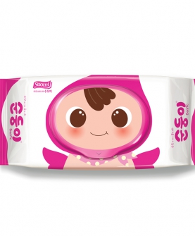 宝宝湿巾纸粉色带盖80抽