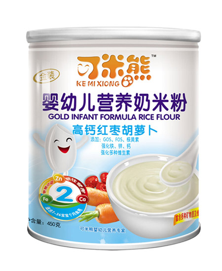 可米熊米粉高钙红枣胡萝卜营养奶米粉450g代理,样品编号:58355