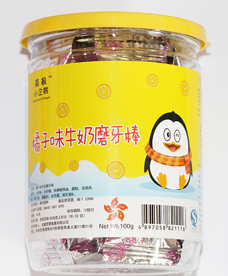 南极小企鹅小馒头桔子味牛奶磨牙棒代理,样品编号:46077