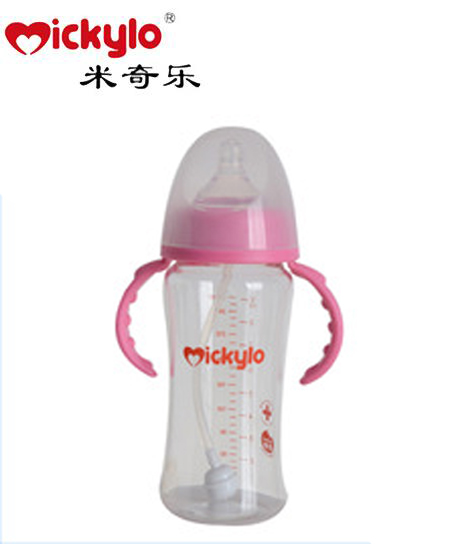 米奇乐ppsu奶瓶晶钻玻璃宽口自动奶瓶 260ml 玻璃弧形奶瓶代理,样品编号:46347