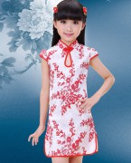 儿童红瓷花纹旗袍