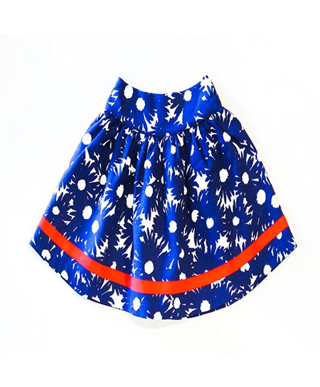 Bonbonniere童装女童蓝色印太阳花短裙代理,样品编号:57350