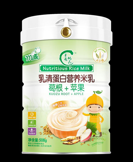 米爸优品婴童辅食乳清蛋白营养米乳-葛根+苹果配方代理,样品编号:65828