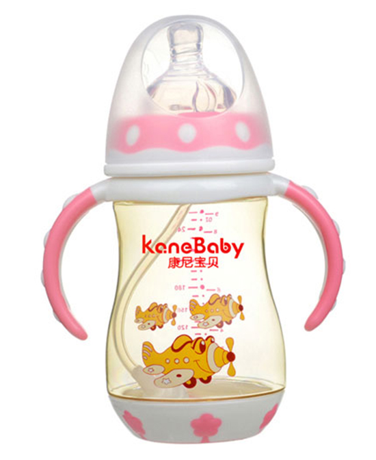 康尼宝贝奶瓶宽口带底座ppsu奶瓶260ml-粉色代理,样品编号:66282