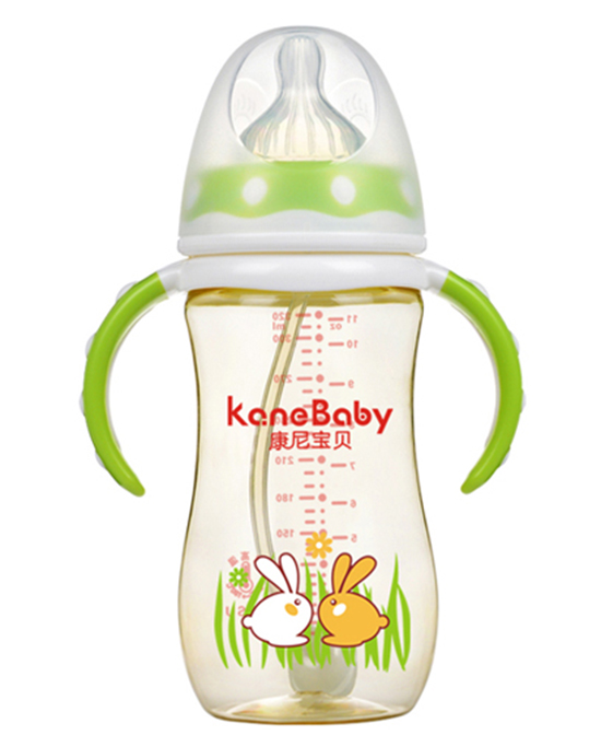 爱益宝婴童哺喂用品宽口有手柄ppsu奶瓶320ml-绿色代理,样品编号:66283