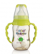 小孩国初生标口弧形自动ppsu安全奶瓶120ml青色