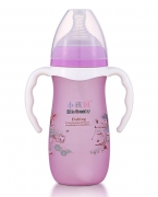 小孩国宽口硅胶感温自动玻璃奶瓶280ml 紫色