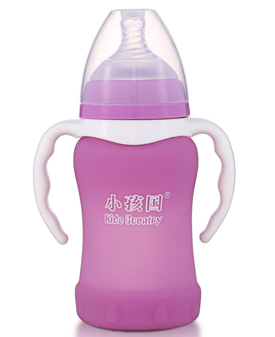 小孩国婴童哺喂用品宽口感温自动玻璃奶瓶220ml 紫色代理,样品编号:66020