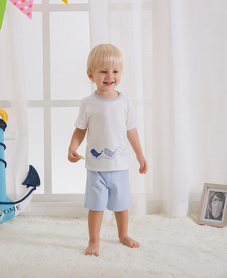 奥米多婴幼儿内衣儿童夏季清凉休闲套（海底世界）蓝色款代理,样品编号:59369