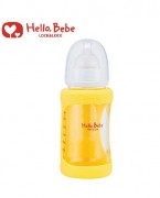 Hello Bebe黄色宽口径玻璃奶瓶