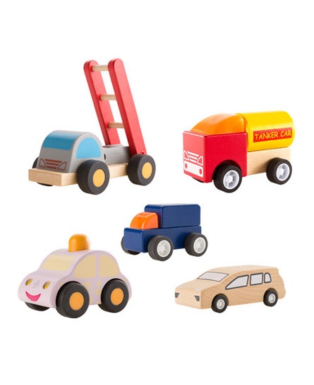 福孩儿木质小汽车玩具小男孩子男童女宝宝儿童益智回力拼装惯性交通车子