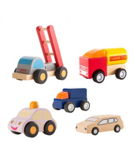 木质小汽车玩具小男孩子男童女宝宝儿童益智回力拼装惯性交通车子