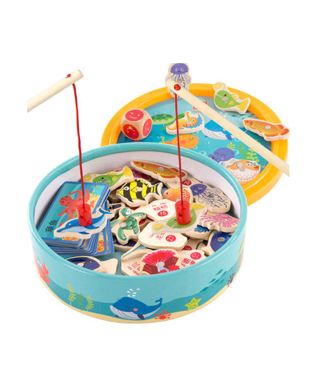 福孩儿1-2-3周岁半小孩子男孩宝宝女孩早教益智力木质磁性儿童钓鱼玩具
