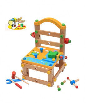  多功能工具椅鲁班椅拆裝螺母組合儿童积木制早教学习玩具