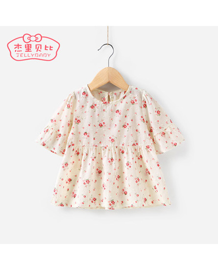 杰里贝比童装女童夏装 上衣2-3婴儿短袖T恤纯代理,样品编号:62738